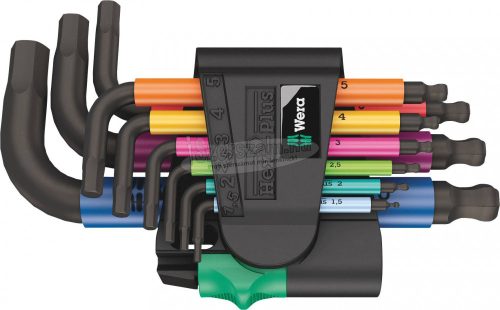 WERA 950/9 Hex-Plus Multicolour 2 L-kulcs/Hatszögkulcskészlet, metrikus, BlackLaser, 9 részes 05133164001