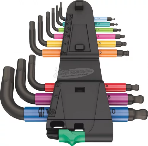 WERA 950/9 Hex-Plus Multicolour 2 L-kulcs/Hatszögkulcskészlet, metrikus, BlackLaser, 9 részes 05133164001