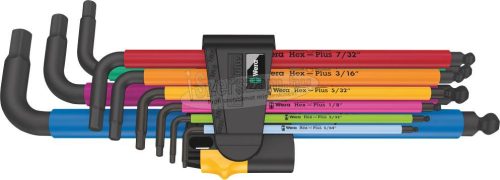 WERA 950/9 Hex-Plus Multicolour Imperial 2 L-kulcs/Hatszögkulcs készlet, Imperial, BlackLaser, 9 db 05022640001