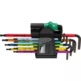   WERA 967/9 TX BO Multicolour 1 L-kulcs készlet hamisításbiztos TORX csavarokhoz, BlackLaser, 9 részes 05024335001