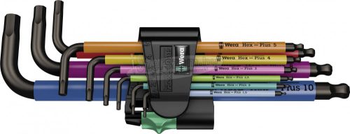 WERA 950/9 Hex-Plus Multicolour HF 1 L-billentyűs készlet, metrikus, BlackLaser, tartó funkcióval, 9 db 05022210001