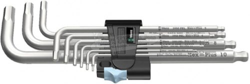 WERA 3950/9 Hex-Plus Rozsdamentes 1 L-kulcs, 6szögkulcskészlet, metrikus, rozsdamentes, 9 részes 05022720001