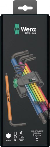 WERA 950/9 Hex-Plus Multicolour 1 SB L-kulcs/Hatszögkulcs készlet, metrikus, BlackLaser, 9 részes 05073593001