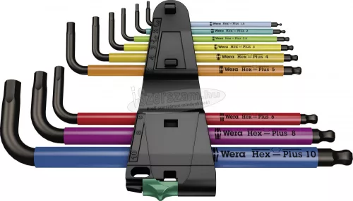 WERA 950/9 Hex-Plus Multicolour 1 SB L-kulcs/Hatszögkulcs készlet, metrikus, BlackLaser, 9 részes 05073593001