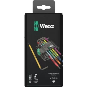   WERA 967/9 TX BO Multicolour 1 SB L-kulcs készlet hamisításbiztos TORX csavarokhoz, BlackLaser, 9 részes 05073599001