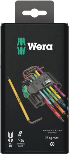 WERA 967/9 TX BO Multicolour 1 SB L-kulcs készlet hamisításbiztos TORX csavarokhoz, BlackLaser, 9 részes 05073599001