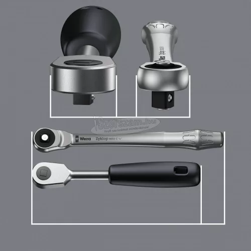 WERA 8003 C Zyklop Metal racsnis hajtókar áttolható négyszöggel 1/2" 281mm 05004063001