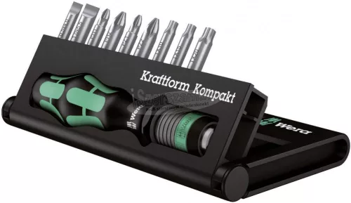 WERA Kraftform Kompakt 10 Bit készlet Egyeneshornyú, Phillips, Pozidriv, TORX