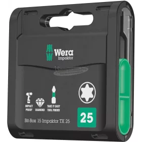   WERA Bit-Box 15 Impaktor TX, TX25x25mm, 15 részes Bit készlet 05057775001