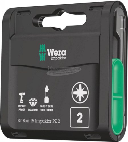 WERA Bit-Box 15 Impaktor PZ, PZ2x25mm, 15 részes Bit készlet 05057763001