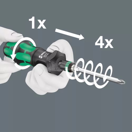 WERA 826 T Kraftform Turbo bittartó csavarhúzó fogantyú Rapidaptor gyorstokmány, 1/4"x146mm 05057480001