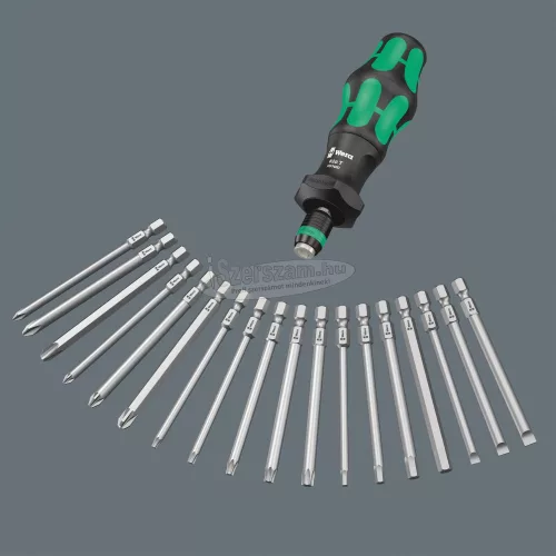WERA 826 T Kraftform Turbo bittartó csavarhúzó fogantyú Rapidaptor gyorstokmány, 1/4"x146mm 05057480001