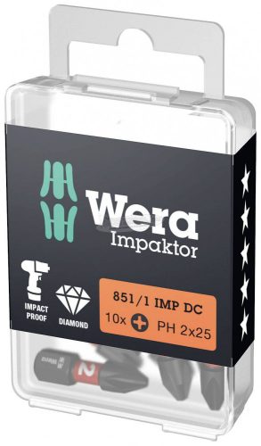 WERA 851/1 IMP DC PH DIY Impaktor PH bit, 25mm, 10 részes több méretben