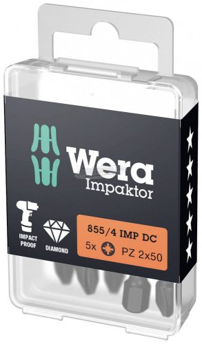 WERA 855/4 IMP DC PZ DIY Impaktor bit, PZ3x50mm 5 részes 05057662001