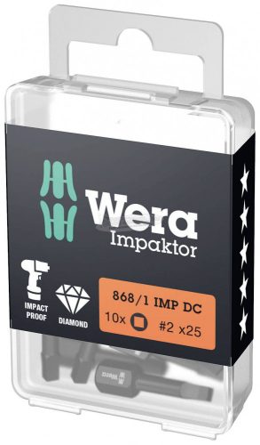 WERA 868/1 IMP DC DIY Impaktor szögletes fejű bit # 3x25mm, 10 részes 05057632001