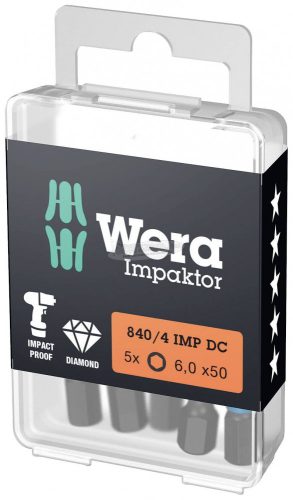 WERA 840/4 IMP DC Hex-Plus DIY Impaktor bit, 6x50mm, 5 részes 05057646001