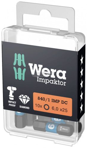 WERA 840/1 IMP DC Hex-Plus DIY Impaktor bit, 4x25mm, 10 részes 05057604001