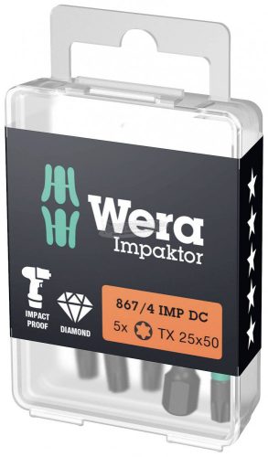 WERA 867/4 IMP DC TORX DIY Impaktor bitek, TX25x50mm, 5 részes 05057665001