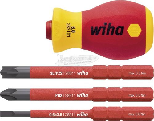 WIHA Stubby szigetelt bittartó készlet SL+PH+SL/PZ 4 részes SoftFinish electric slimVario VDE 1000V 41230