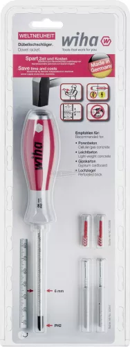 WIHA SoftFinish Dübel lyuk-kalapács készlet dűbelekkel 6mm-es 5 részes 41289