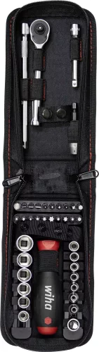 WIHA Dugókulcs- és bitkészlet 1/4" 40 részes, övcsipeszes funkcionális táskával 44684