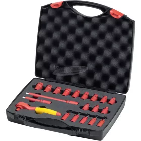   WIHA Racsnis kulcskészlet szigetelt 1/4" 21 részes, kofferben 43025