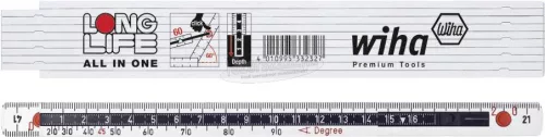 WIHA LongLife All in One szegmenses mérőléc 2m metrikus, 10 tagos 15mm, 33232