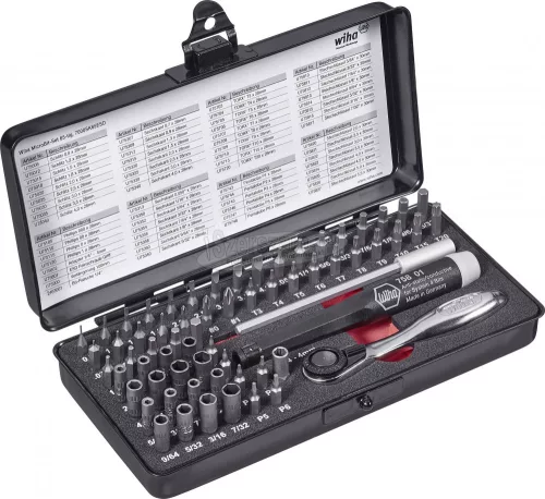 WIHA MicroBit ESD bit készlet 65 részes SL+SW+T+PL+PH+hatlap, 7000 SK65 ESD 39971