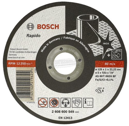 Bosch vágókorong 125x1.0mm INOX 2608600549