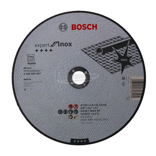 Bosch vágókorong inox 230x1.9 AS 46 T BF egyenes Rapido 2608603407