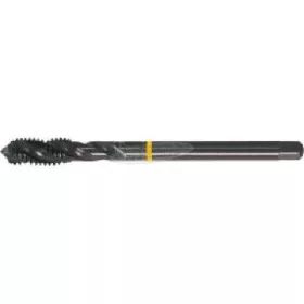   Format csavart hornyú gépi menetfúró zsákfurathoz erősített szárú HSSE Co5 M több méretben sárga gyűrűs