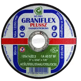   GRANIT ABRASIVE vágókorong több méretben INOX 11A60S7BF 80 (Graniflex Plussz)