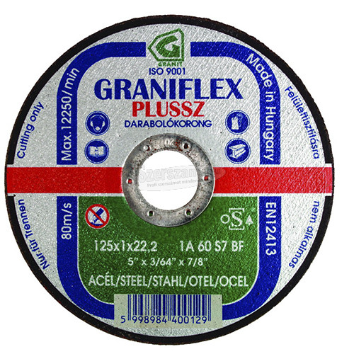 Gránit vágókorong 115x1.0x22.23 INOX 11A60S7BF 80 (Graniflex Plussz) 40435