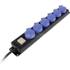   AS SCHWABE Kapcsolós hálózati elosztó 6 dugalj 1,5m IP44 H07RN-F 3G 1,5mm² 38606