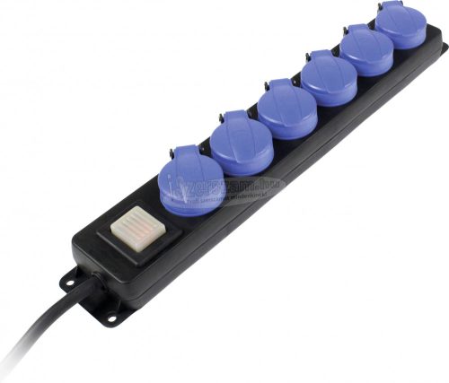 AS SCHWABE Kapcsolós hálózati elosztó 6 dugalj 1,5m IP44 H07RN-F 3G 1,5mm² 38606