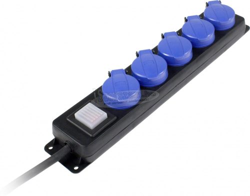AS SCHWABE Kapcsolós hálózati elosztó 5 dugalj 1,5m IP44 H07RN-F 3G 1,5mm² 38609