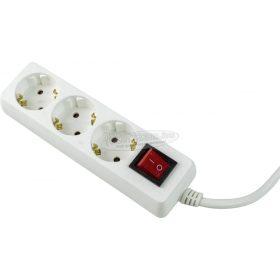   AS SCHWABE Elosztó kapcsolóval 2m 3 dugalj H05VV-F 3G 1,5 mm² Védőérintkezős 11391