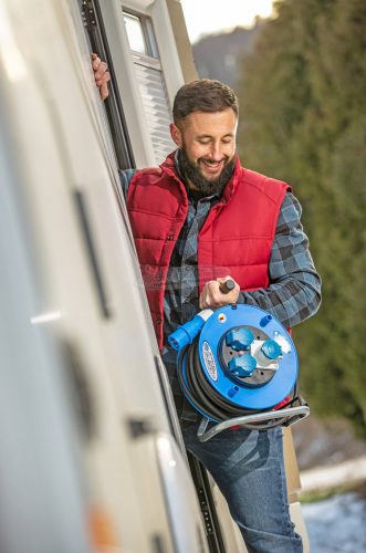 AS SCHWABE Kábeldob 25m 3 dugalj 285mm H07RN-F 3G2.5 IP44 Védőérintkezős dugó 10231