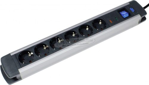 AS SCHWABE Túlfeszültség ellen védő elosztó 1,5m 6 dugalj H05VV-F 3G 1,5 mm² IP20 Védőérintkezős 18366