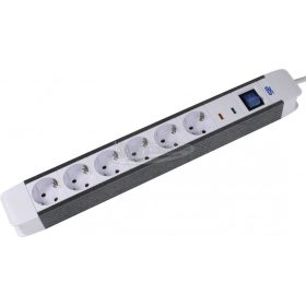   AS SCHWABE Túlfeszültség ellen védő elosztó 1,5m 6 dugalj H05VV-F 3G 1,5 mm² IP20 Védőérintkezős 18666