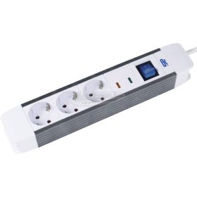   AS SCHWABE Elosztó kapcsolóval 1,5m 3 dugalj H05VV-F 3G 1,5 mm² IP20 Védőérintkezős 18663