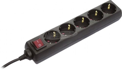 AS SCHWABE Elosztó kapcsolóval 5 dugalj 1,4m H05VV-F 3G 1,5 mm² Védőérintkezős IP20 35012