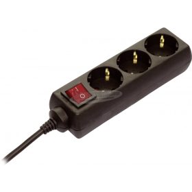   AS SCHWABE Elosztó kapcsolóval 3m 6 dugalj H05VV-F 3G 1,5 mm² Védőérintkezős IP20 11362