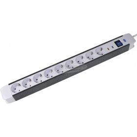   AS SCHWABE Túlfeszültség ellen védő elosztó 1,5m 9 dugalj H05VV-F 3G 1,5 mm² IP20 Védőérintkezős 18669