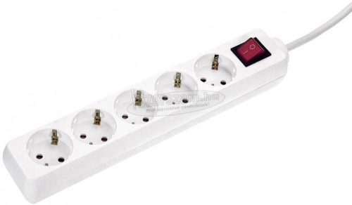 AS SCHWABE Elosztó kapcsolóval 5 dugalj 1,4m H05VV-F 3G 1,5 mm² Védőérintkezős IP20 35011