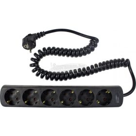   AS SCHWABE Hálózati elosztó 2,5m 6 dugalj H05VV-F 3G 1,5 mm² Védőérintkezős IP20 11462