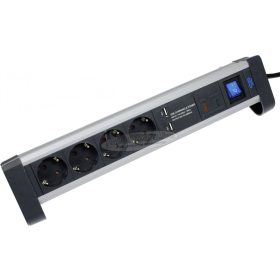   AS SCHWABE Elosztó kapcsolóval 1,5m 4 dugalj+2USB H05VV-F 3G 1,5 mm² IP20 Védőérintkezős 18361