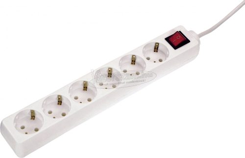 AS SCHWABE Elosztó kapcsolóval 1,4m 6 dugalj H03VV-F 3G 1,5 mm² fokozott érintésvédelemmel IP20 11511