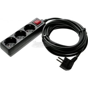   AS SCHWABE Elosztó kapcsolóval 5m 3 dugalj H05VV-F 3G 1,5 mm² Védőérintkezős IP20 11372