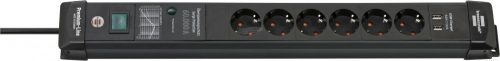 BRENNENSTUHL túlfeszültség-védelmi aljzetsáv 6dugalj 3m H05VV-F3G1,5 IP20 USB Premium-Line 60000A 1951160606